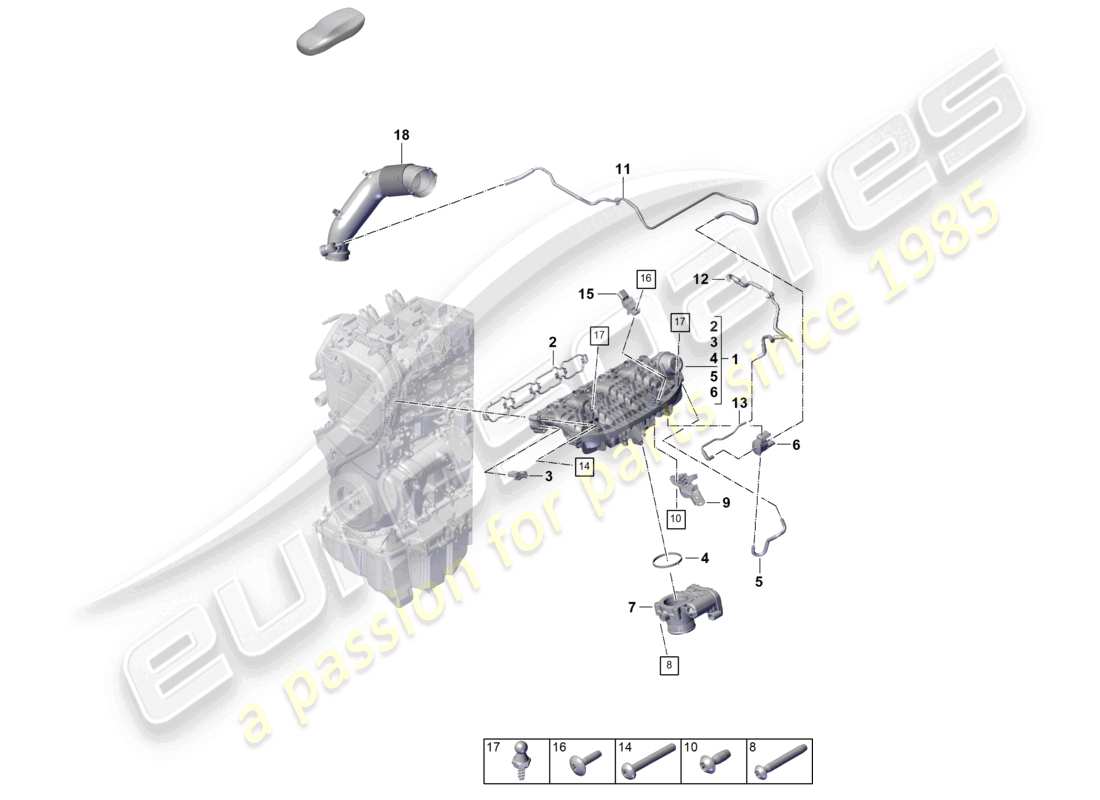 porsche 2025 (cayenne e3 pa) adaptador de válvula de mariposa del colector de admisión diagrama de piezas