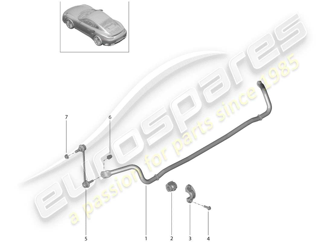 porsche 2018 (991-2 turbo) diagrama de piezas del estabilizador