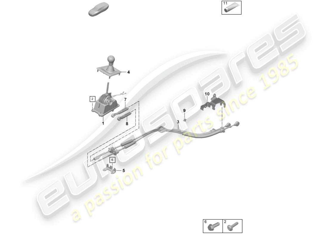 porsche 2026 (992-2 gt3) mecanismo selector 7-speed transmisión manual diagrama de piezas