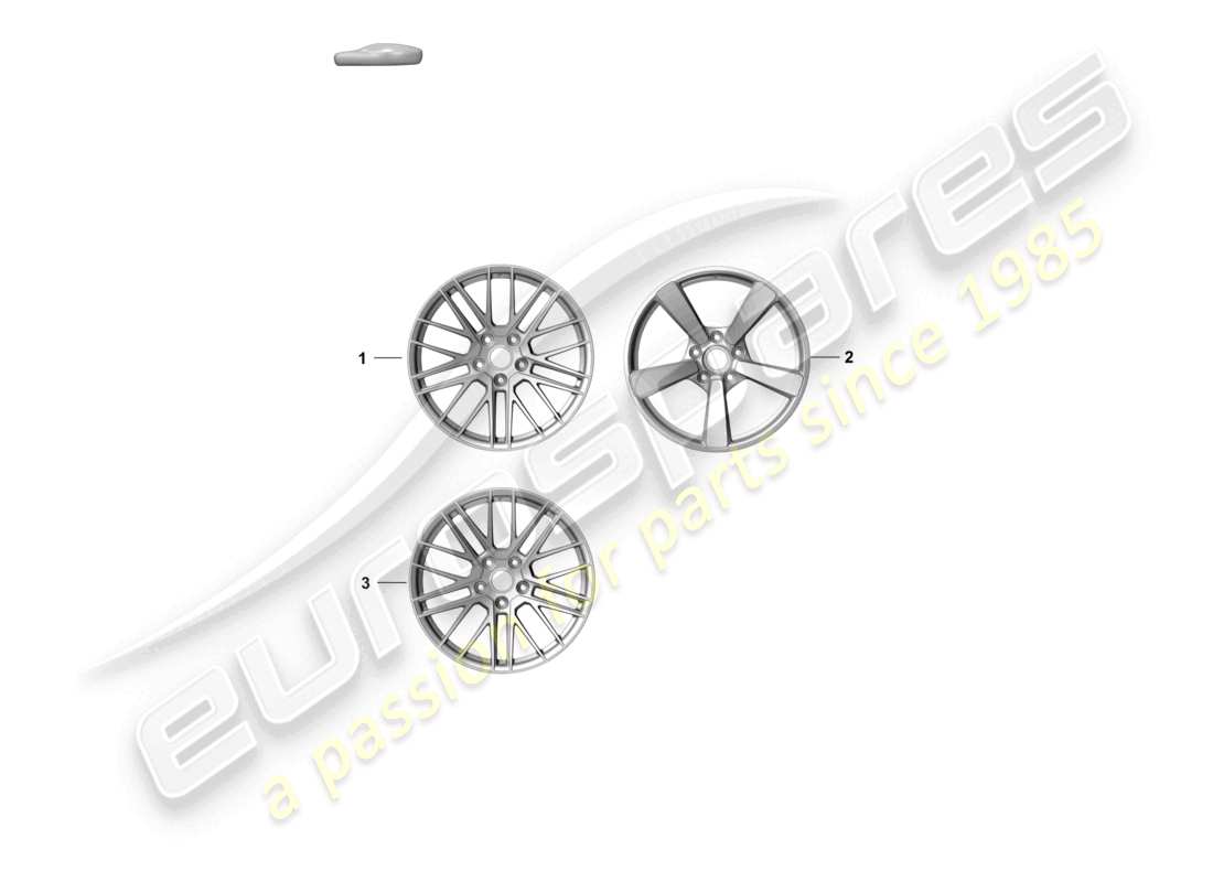 porsche 2021 (992-1 turbo / s) diagrama de piezas de la rueda de aleación