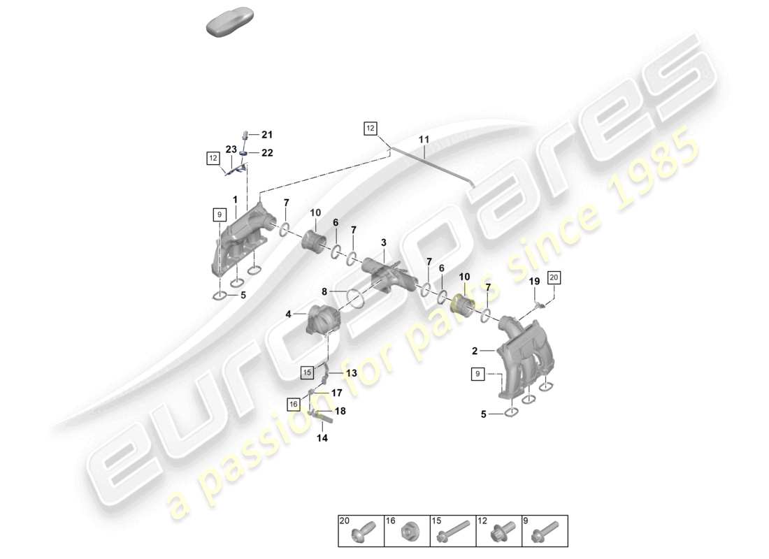 porsche 2024 (992-2) diagrama de piezas de la válvula de mariposa del distribuidor de aire de admisión