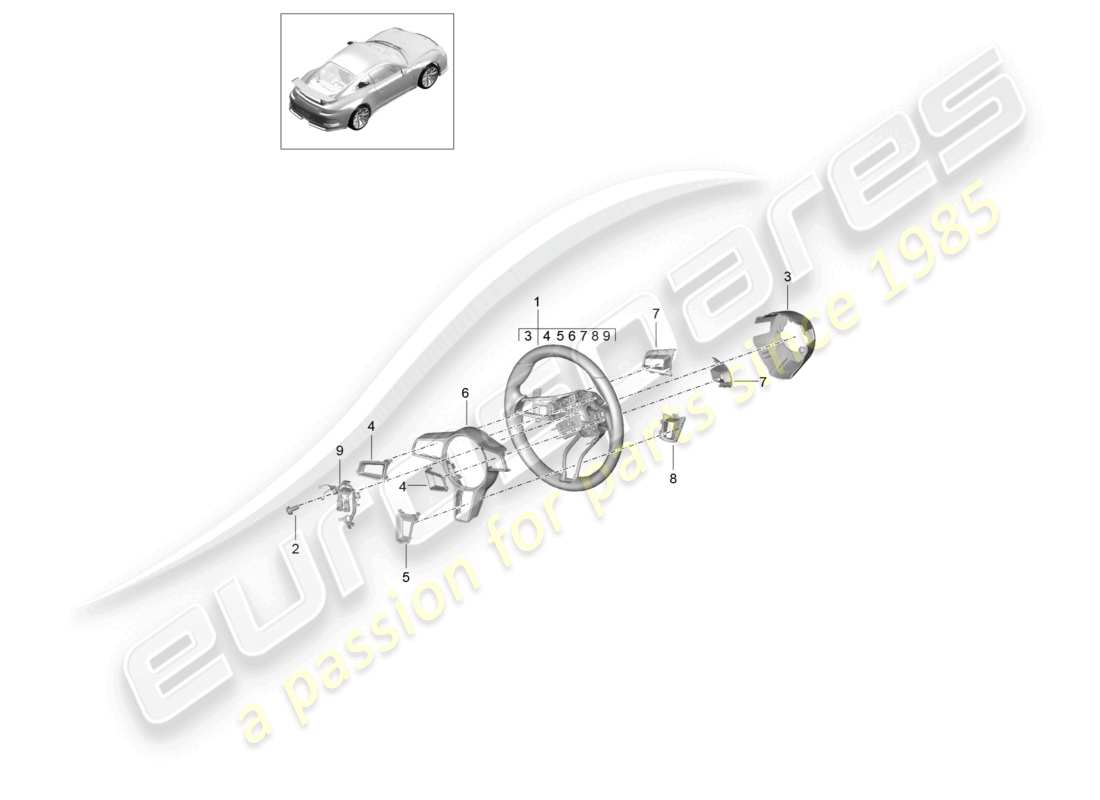 porsche 2021 (991-2 r/gt3/rs) volante d - mj 2019>>diagrama de piezas del speedster