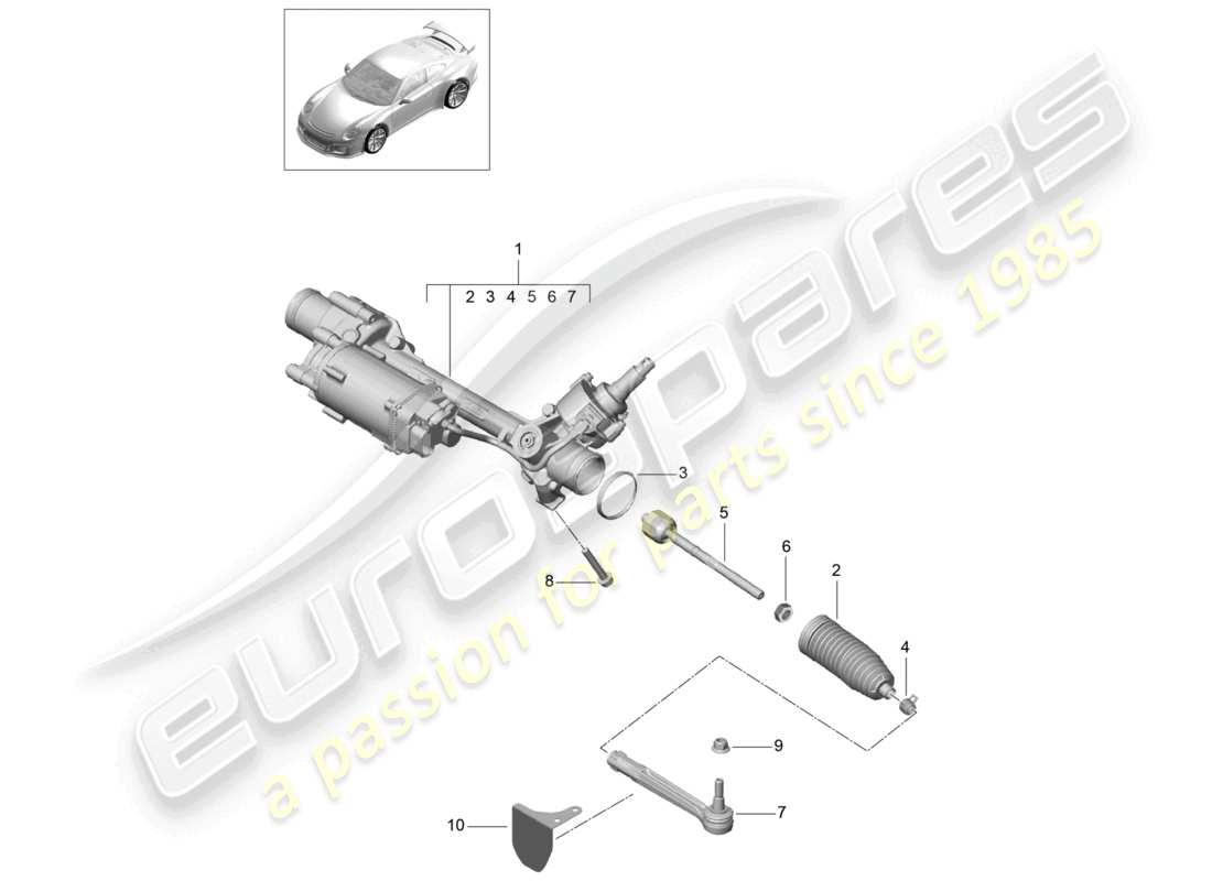 porsche 2021 (991-2 r/gt3/rs) extremo de la barra de acoplamiento del mecanismo de dirección barra de acoplamiento d - mj 2018>> diagrama de piezas