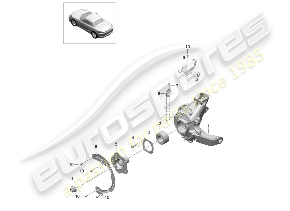 porsche 2021 (718 boxster) eje trasero portaruedas cubo de rueda diagrama de piezas