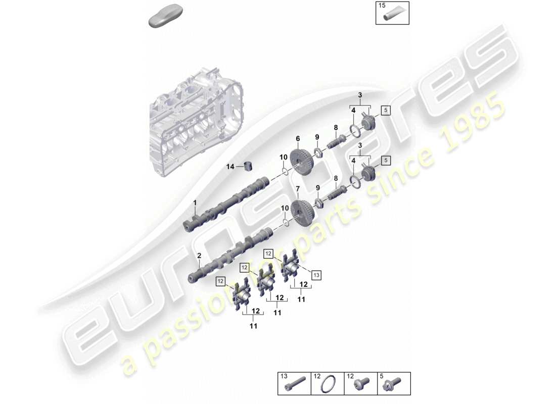 porsche 2024 (718 boxster spyder) diagrama de piezas de la unidad de ajuste del árbol de levas