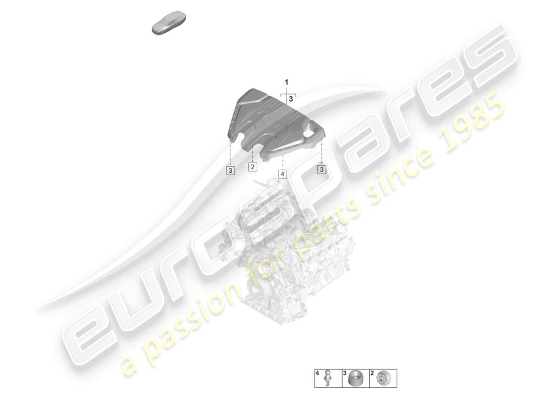 porsche 2022 (panamera 971-2) diagrama de piezas de la cubierta del motor