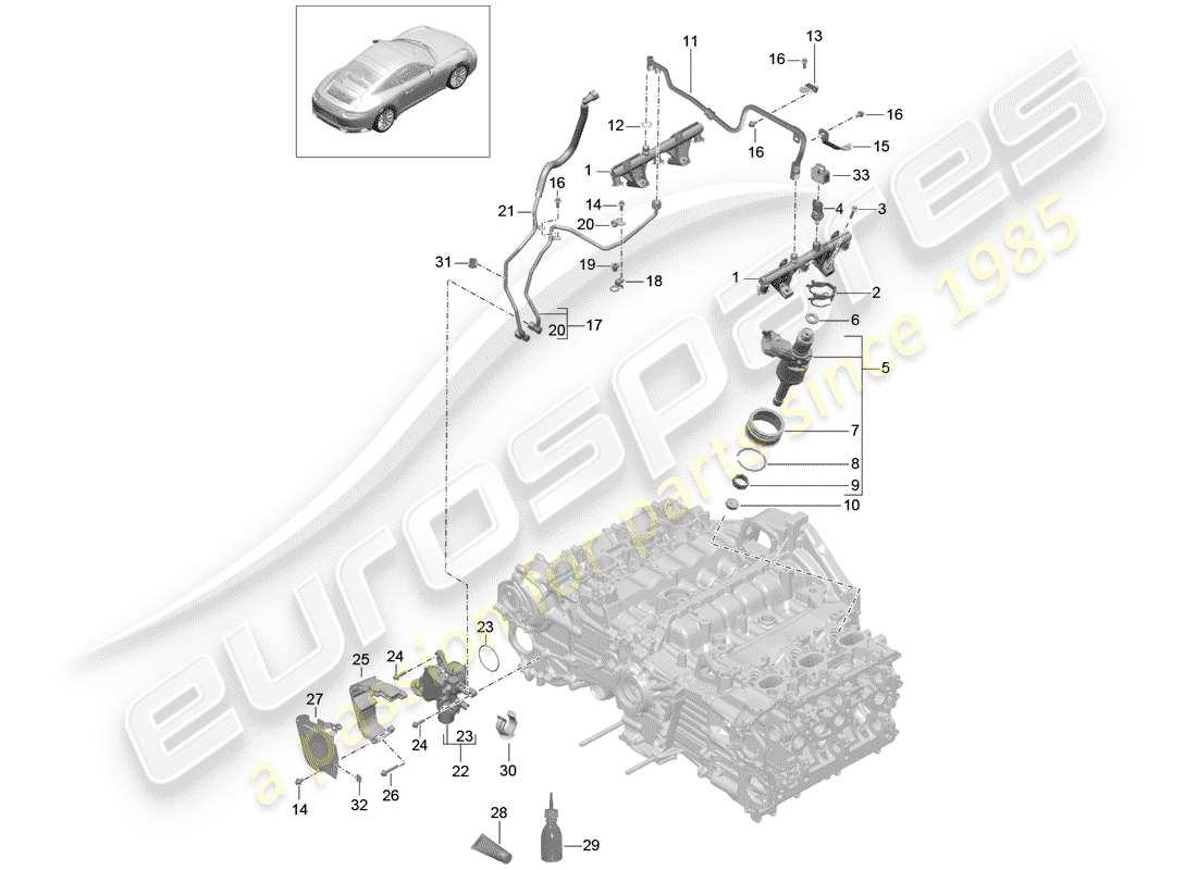 porsche 2018 (991-2 turbo) tubo de recogida de combustible diagrama de piezas