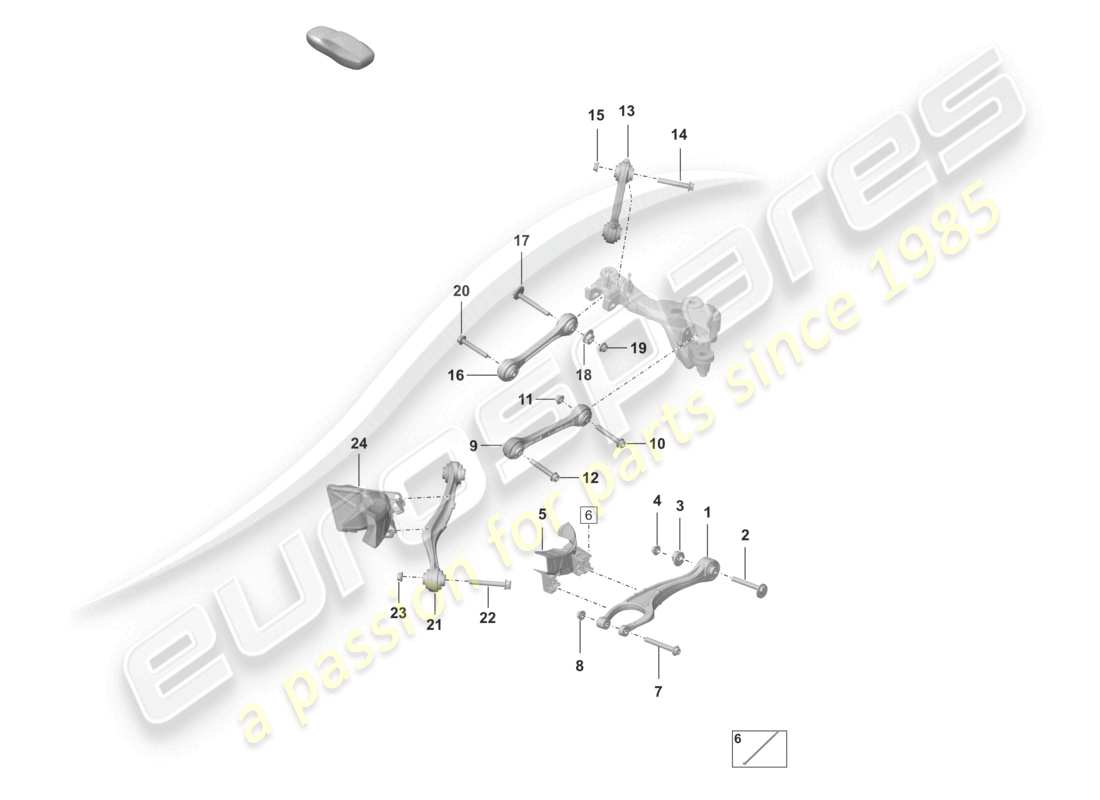 porsche 2024 (992-1) diagrama de piezas de la horquilla del eje trasero