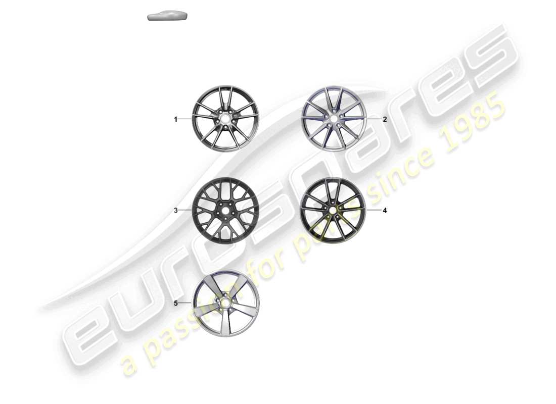 porsche 2023 (992-1) diagrama de piezas de la rueda de aleación