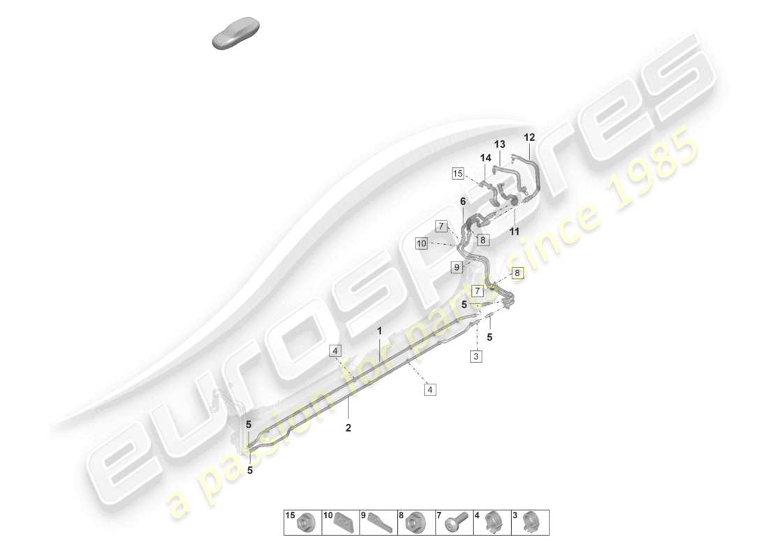 porsche 2021 (taycan 9j1-1) diagrama de piezas del tubo de refrigerante trasero