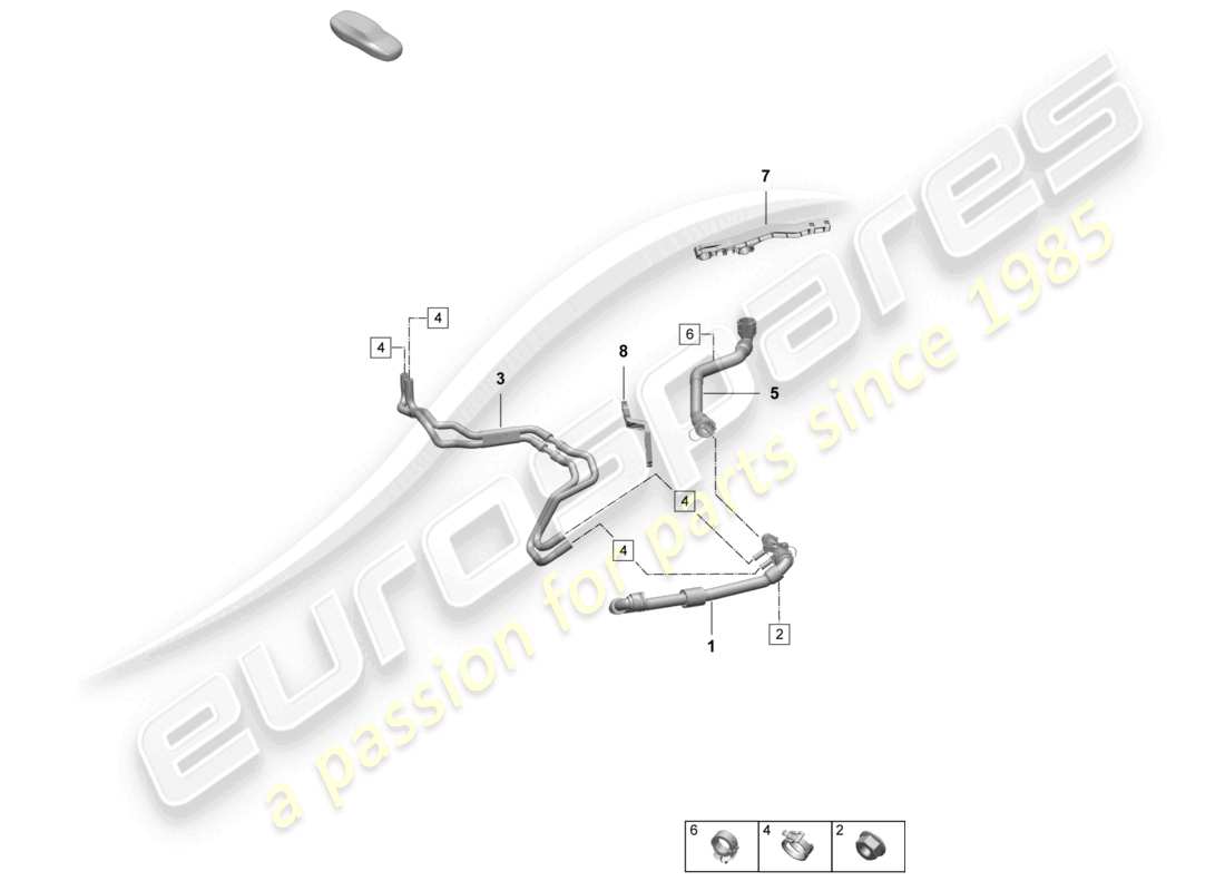 porsche 2025 (macan-e) sistema de enfriamiento del refrigerante parte trasera diagrama de piezas