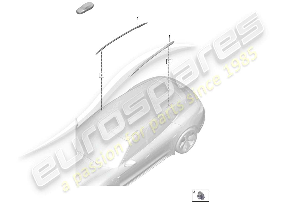 porsche 2026 (taycan 9j1-2) diagrama de piezas del riel del techo