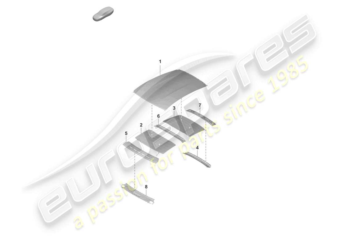 porsche 2021 (taycan 9j1-1) diagrama de piezas de amortiguación del panel exterior del techo
