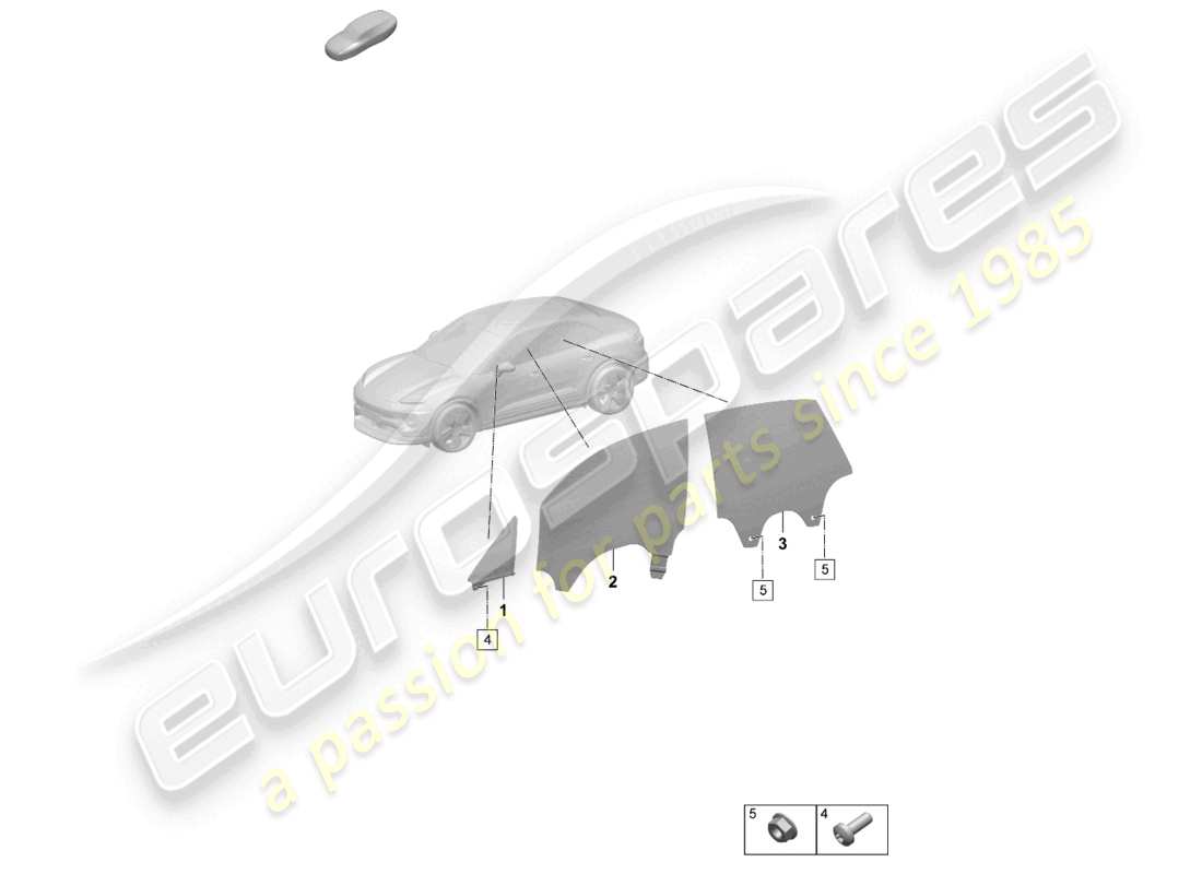 porsche 2025 (macan-e) puerta y ventana lateral diagrama de piezas