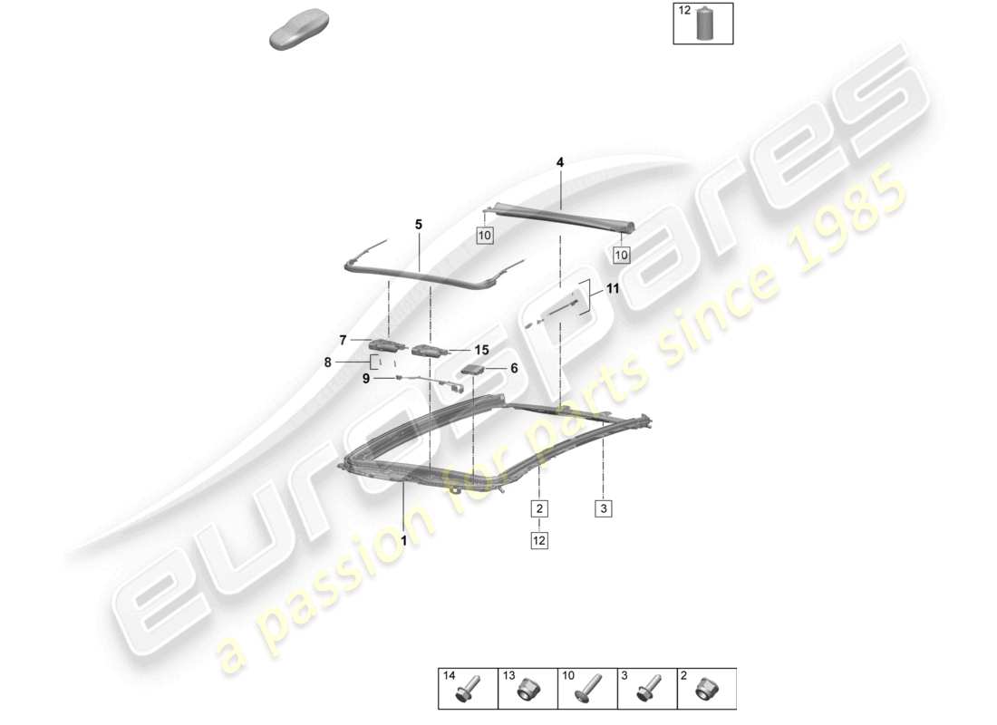 porsche 2025 (macan-e) accesorios para marcos de techos de cristal diagrama de piezas