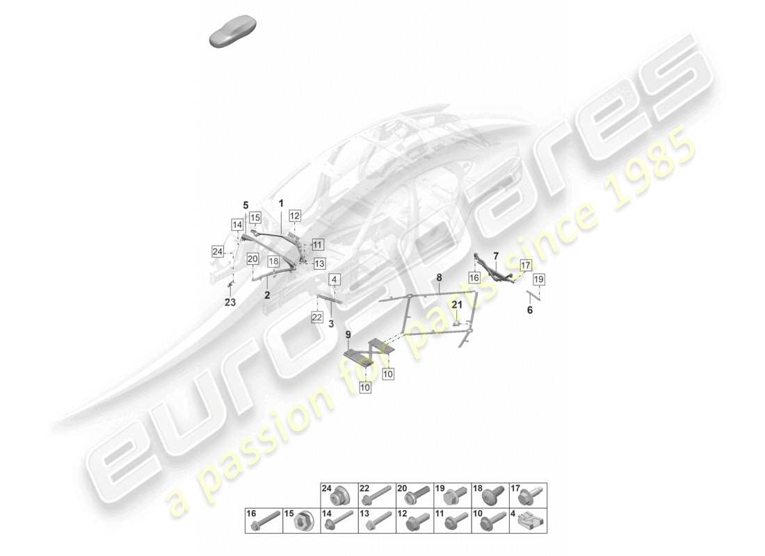porsche 2022 (panamera 971-2) diagrama de piezas del domo strut