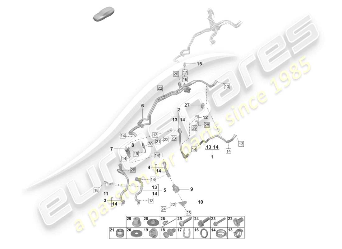porsche 2022 (panamera 971-2) sistema de calefacción y aire acondicionado derecho para vehículos con tracción híbrida, carcasa de rueda con larguero diagrama de piezas