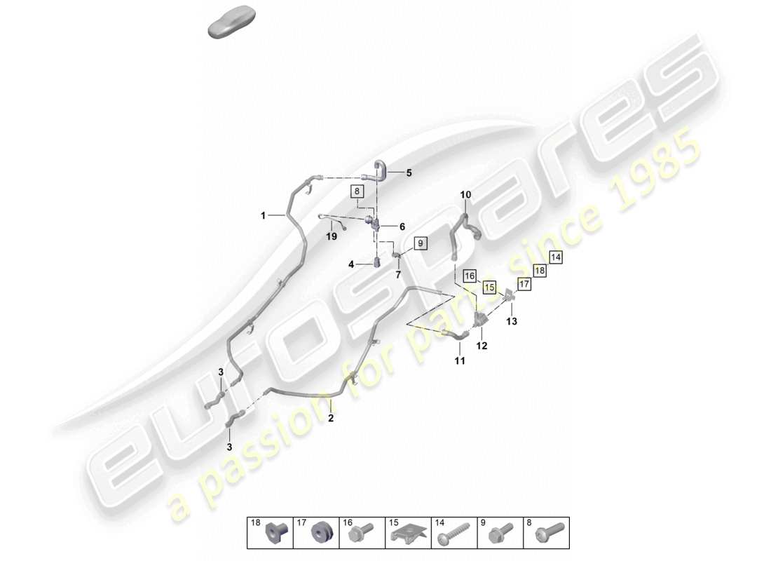 porsche 2024 (992-2 turbo / s) diagrama de piezas del calentador del sistema de enfriamiento del refrigerante