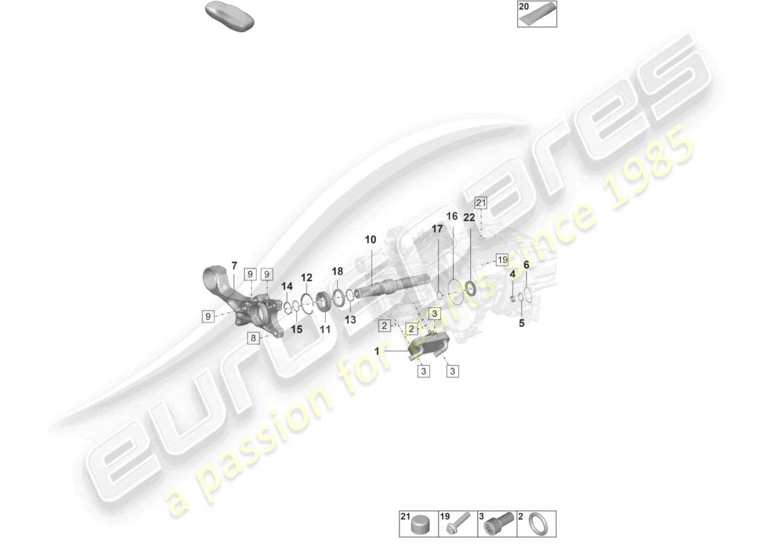 porsche 2021 (taycan 9j1-1) diferencial del eje trasero piezas individuales diagrama de piezas