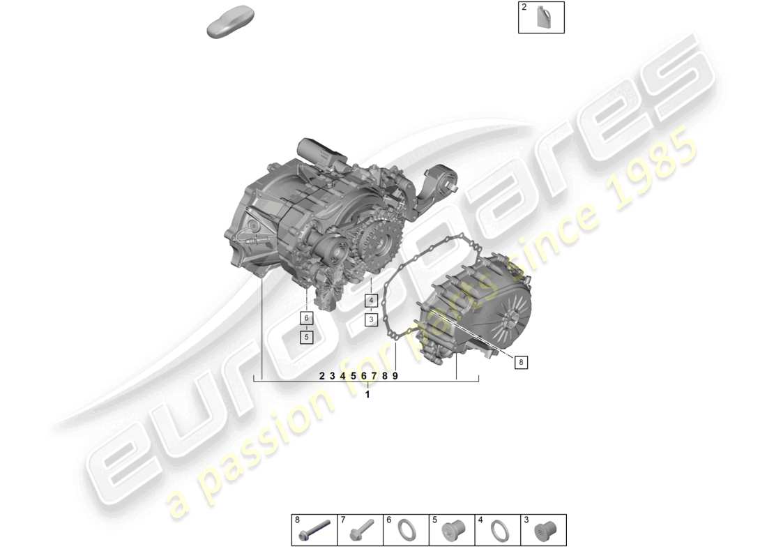 porsche 2021 (taycan 9j1-1) diferencial del eje trasero diagrama de piezas