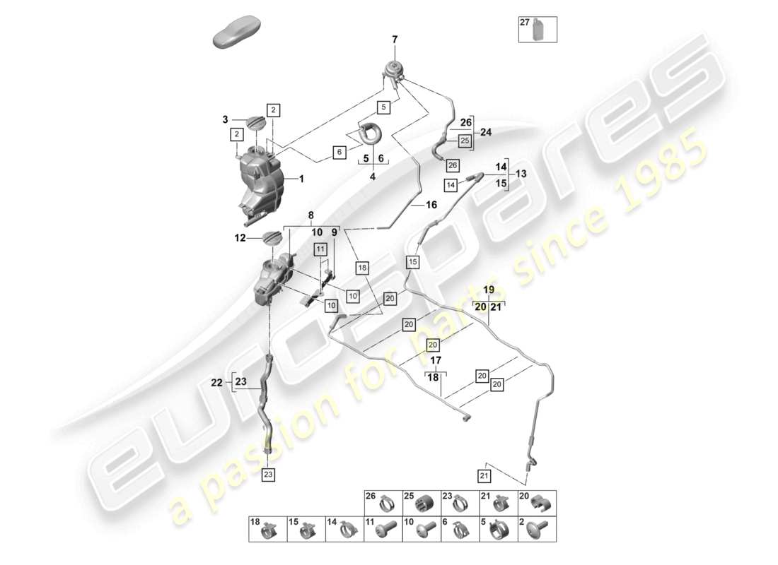 porsche 2022 (panamera 971-2) diagrama de piezas del sistema de refrigeración del refrigerante para vehículos con propulsión híbrida