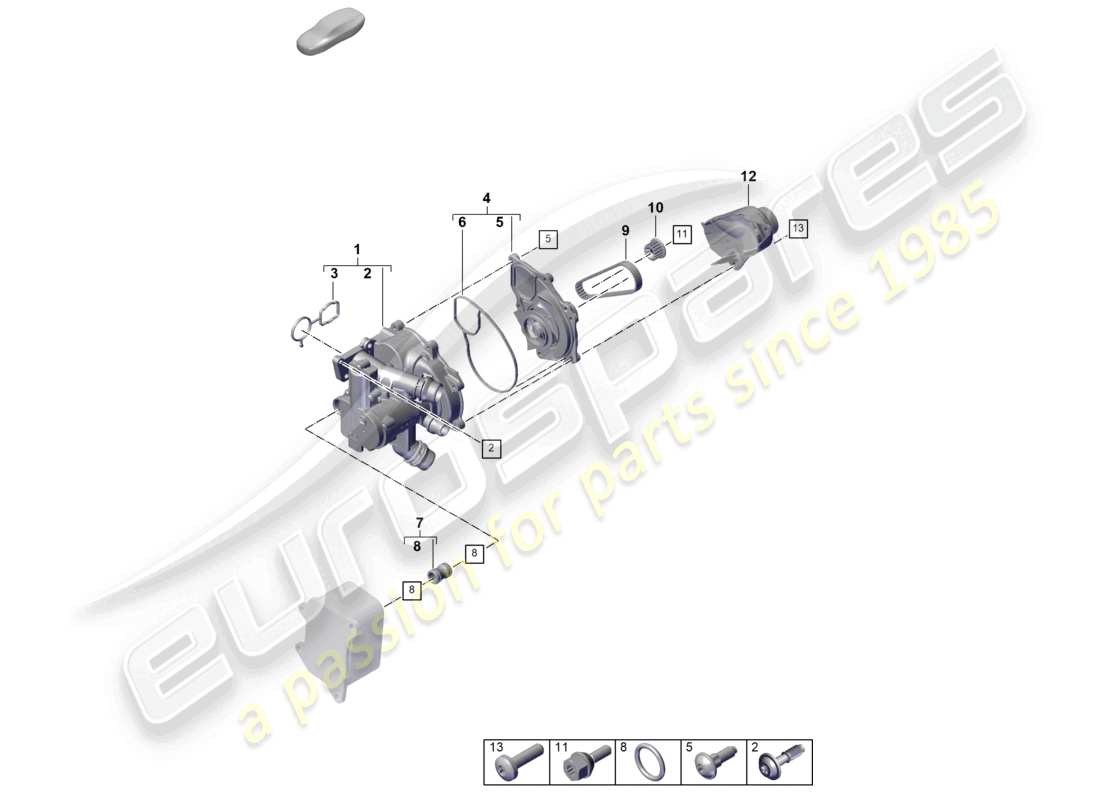 porsche 2025 (cayenne e3 pa) bomba de refrigerante regulador de refrigerante unión del conector diagrama de piezas