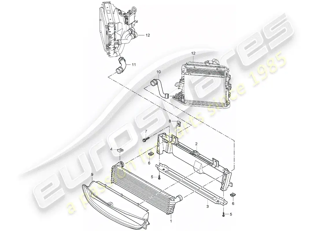 porsche 2008 (997-1) radiador diagrama de piezas