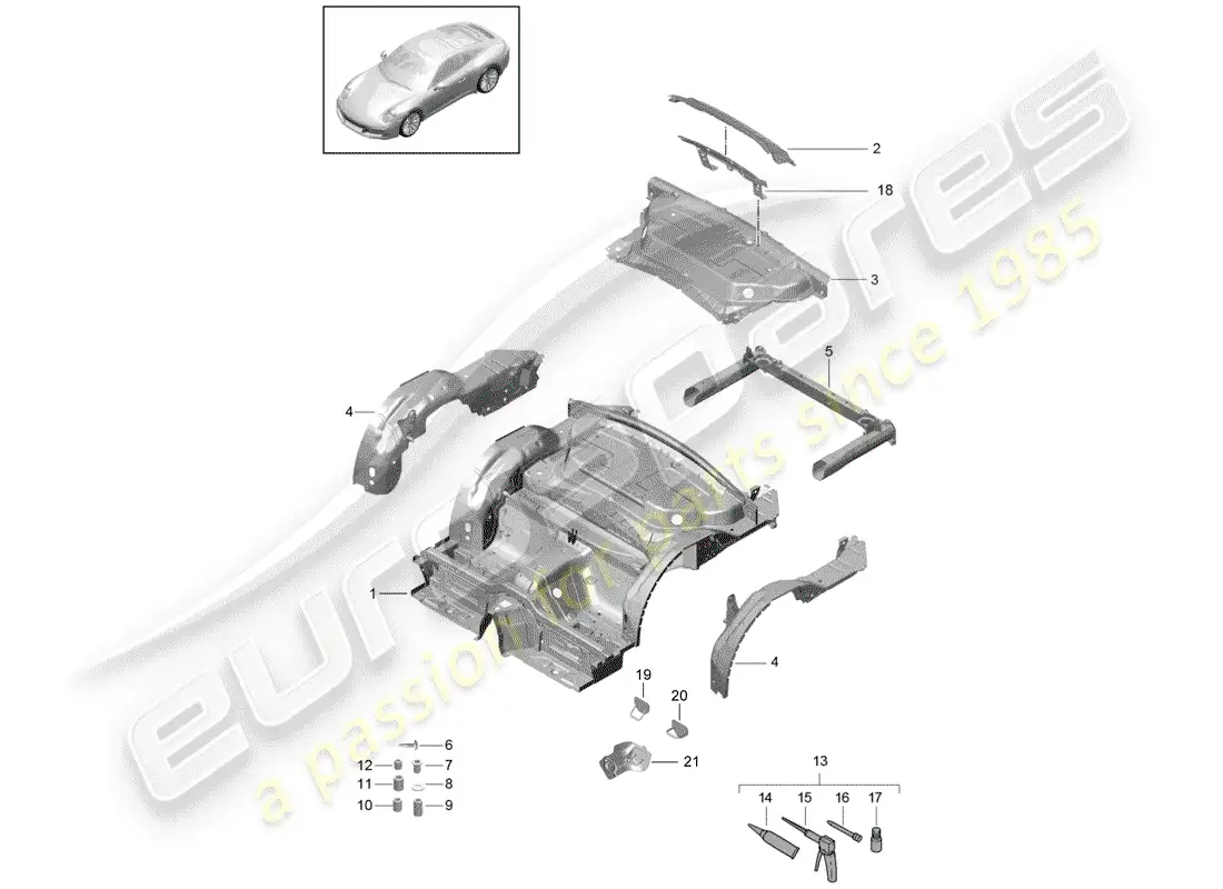 porsche 2020 (991-2) extremo posterior diagrama de piezas