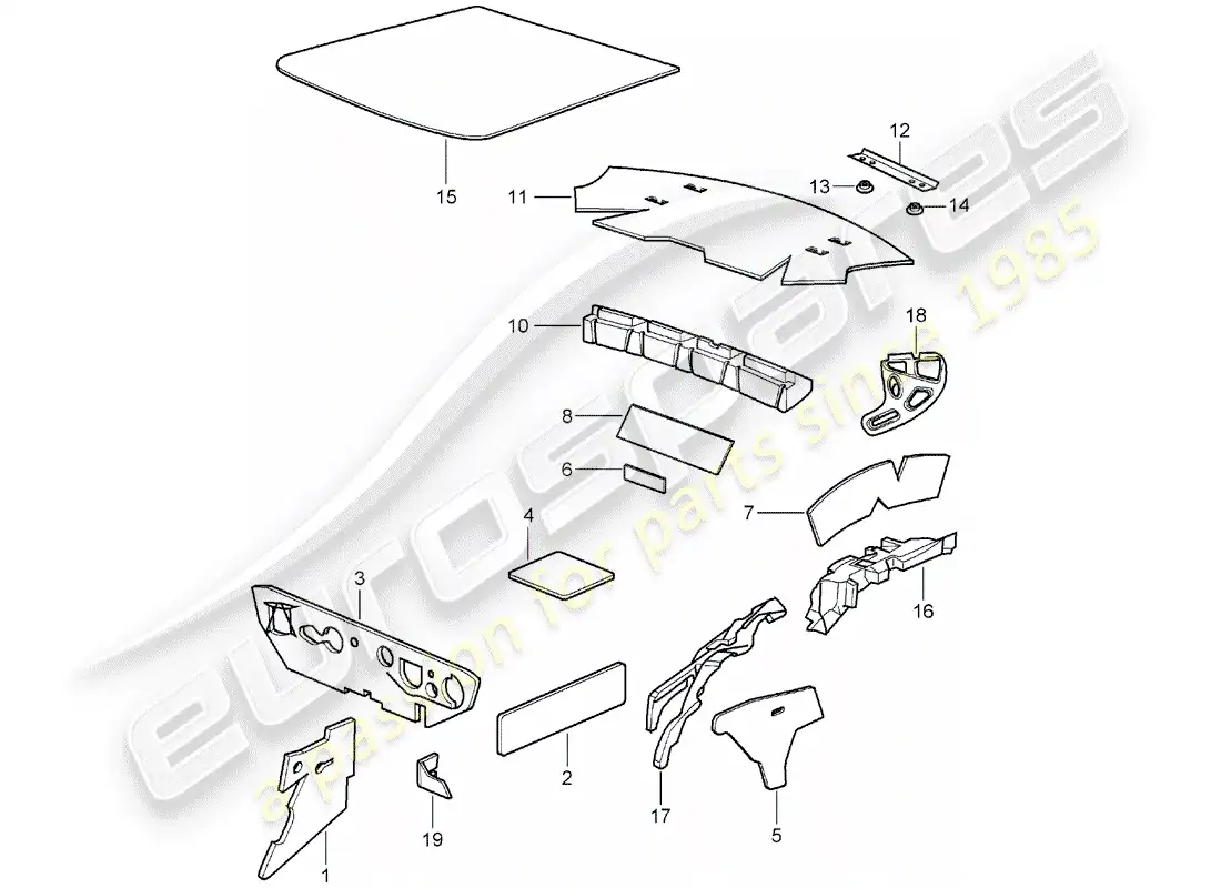 porsche 2004 (996) carcasa del cuerpo - absorbedor de sonido diagrama de piezas