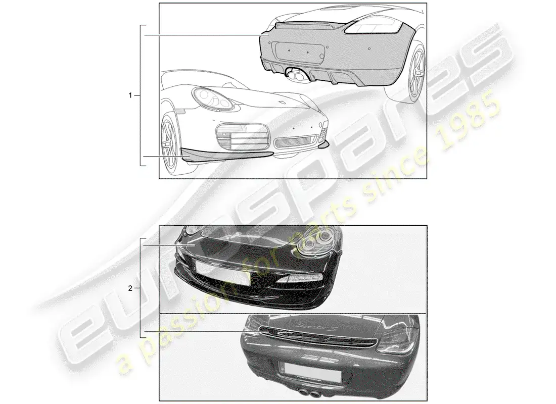 porsche 2007 (tequipment) aerokit diagrama de piezas