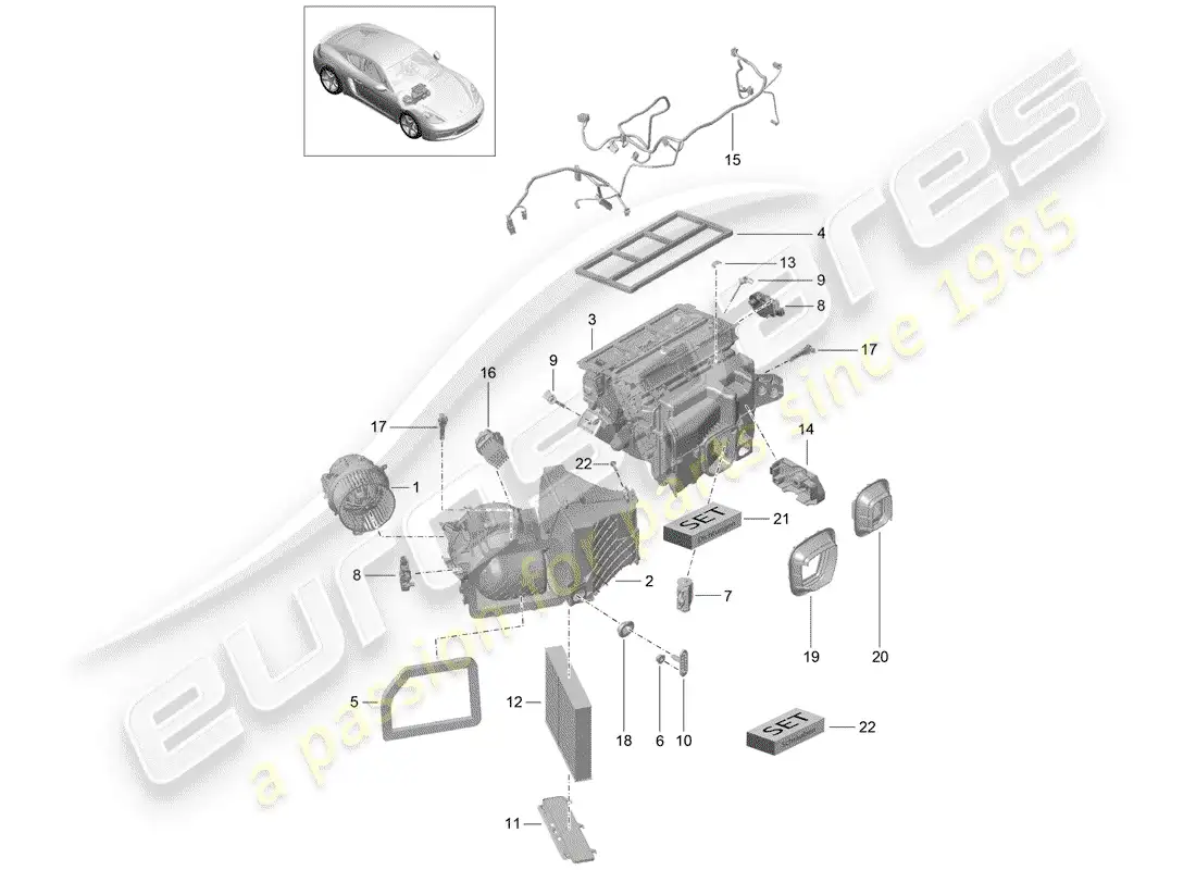 porsche 2018 (718 cayman) aire acondicionado diagrama de piezas