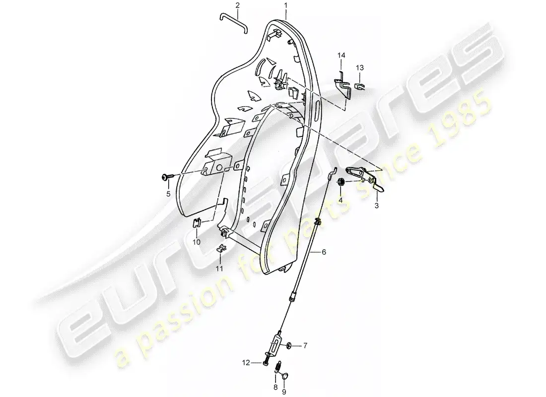 porsche 2004 (996) carcasa del respaldo - asiento deportivo diagrama de piezas