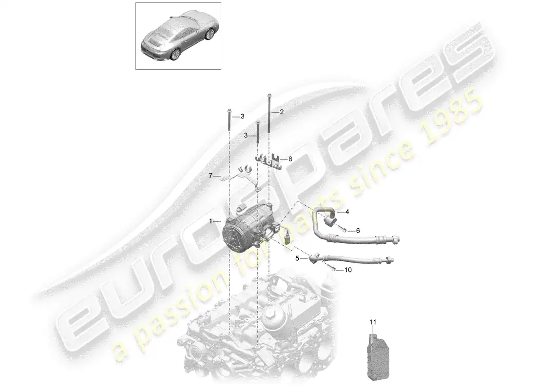 porsche 2020 (991-2) compresor diagrama de piezas