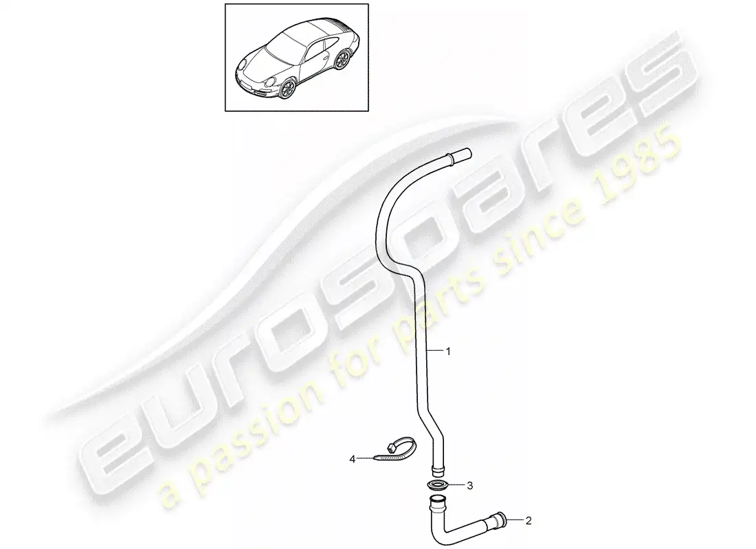 porsche 2009 (997-2) tubo de drenaje de agua diagrama de piezas