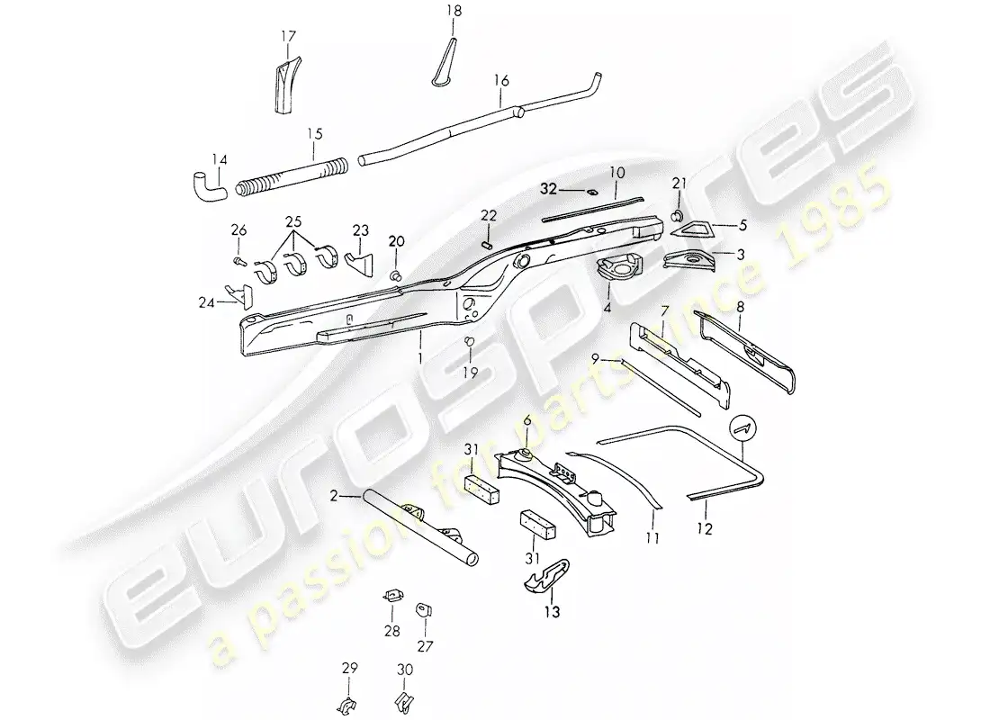 porsche 1972 (911) marco diagrama de piezas