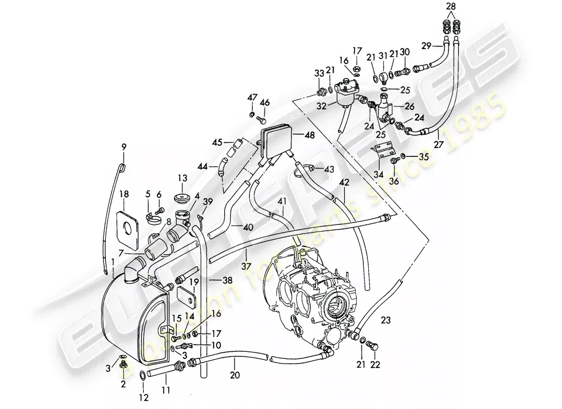 porsche 1963 (356b/356c) lubricación del motor diagrama de piezas