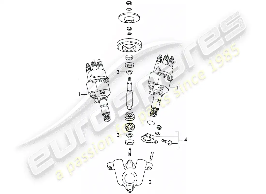 porsche 1958 (356/356a) distribuidor - mecanismo de accionamiento diagrama de piezas