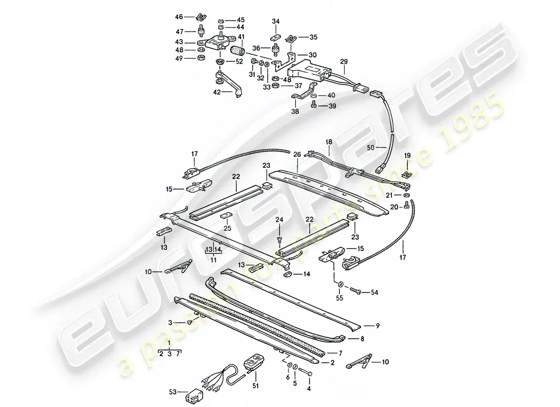 porsche 1984 (928) techo solar - sujetadores diagrama de piezas