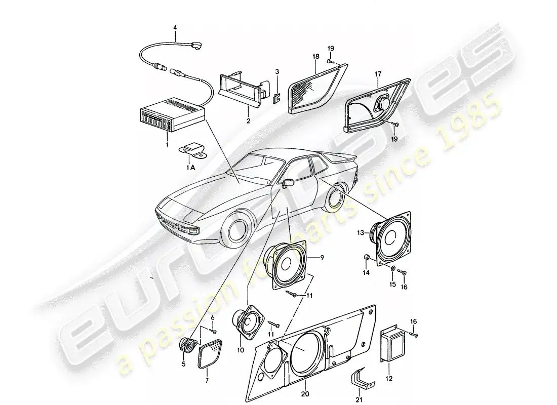 porsche 1988 (944) para - sistema de sonido diagrama de piezas