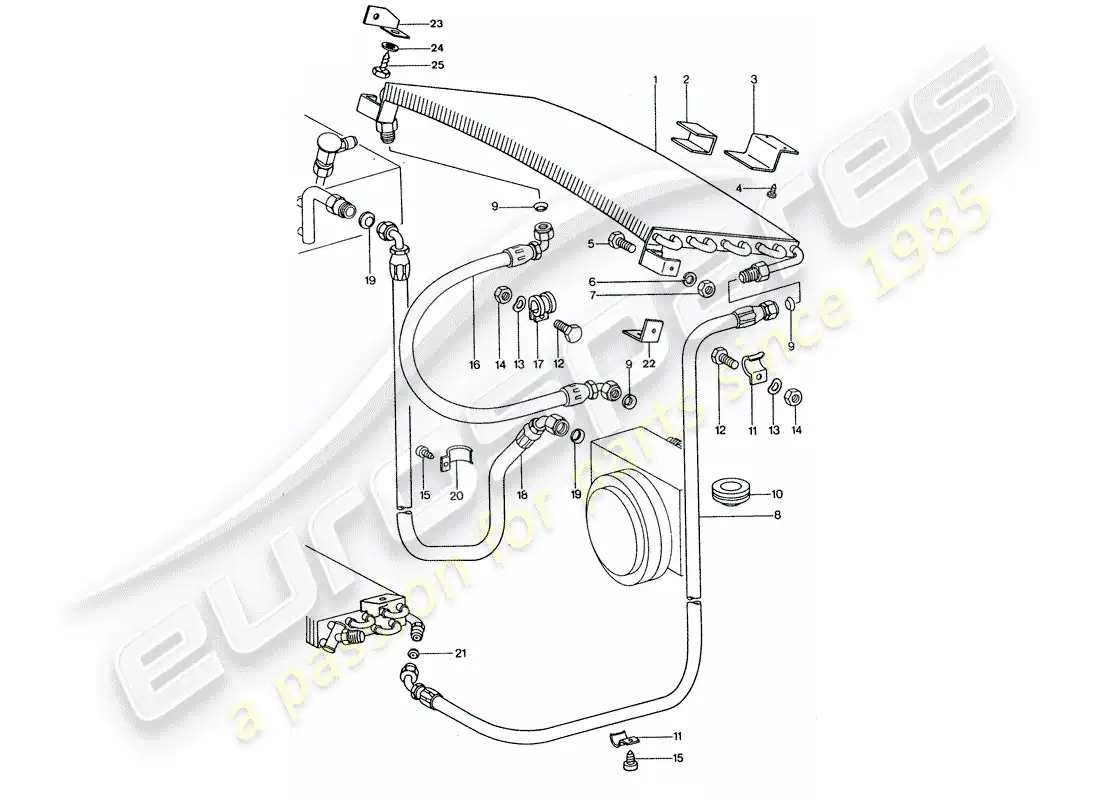 porsche 1977 (911 turbo) aire acondicionado - condensador - líneas diagrama de piezas