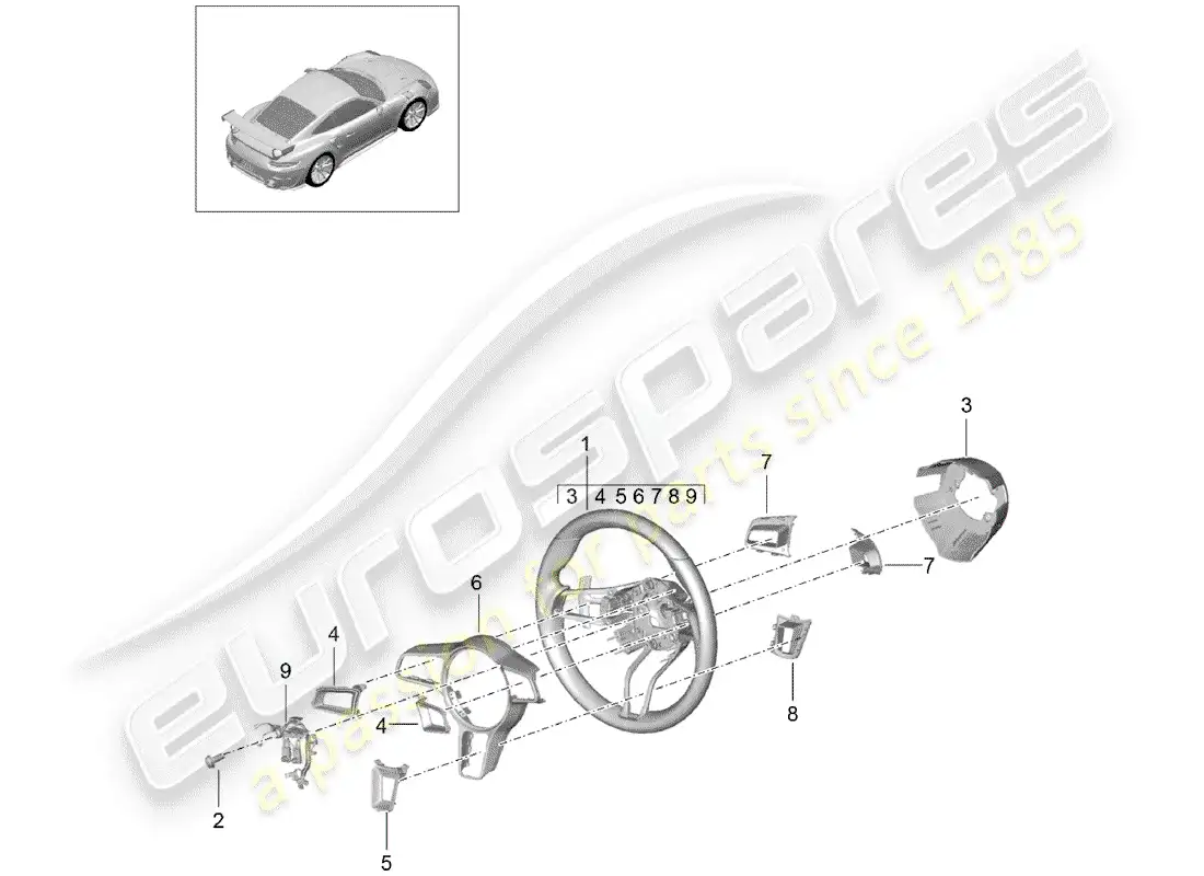 porsche 2019 (991-2 turbo) volante diagrama de piezas