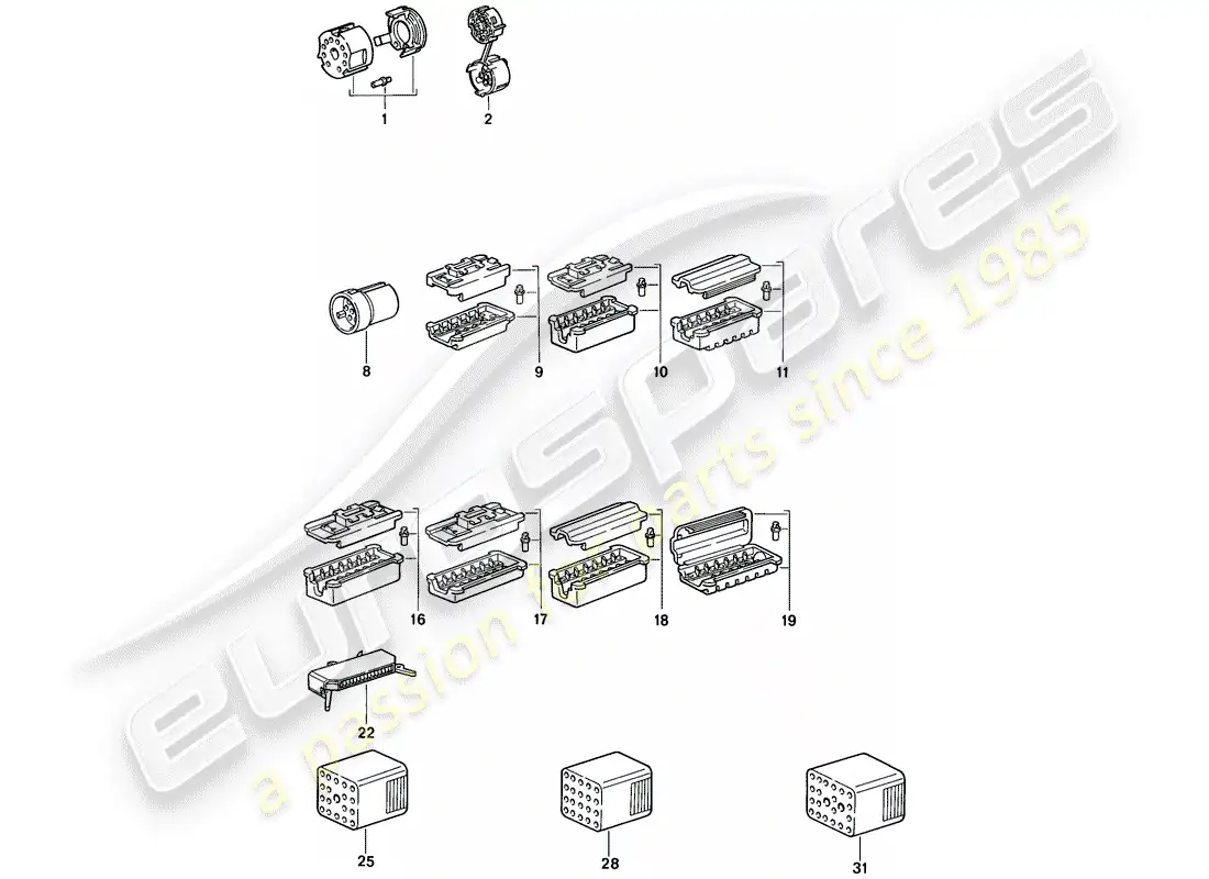 porsche 1986 (924s) carcasa del conector diagrama de piezas
