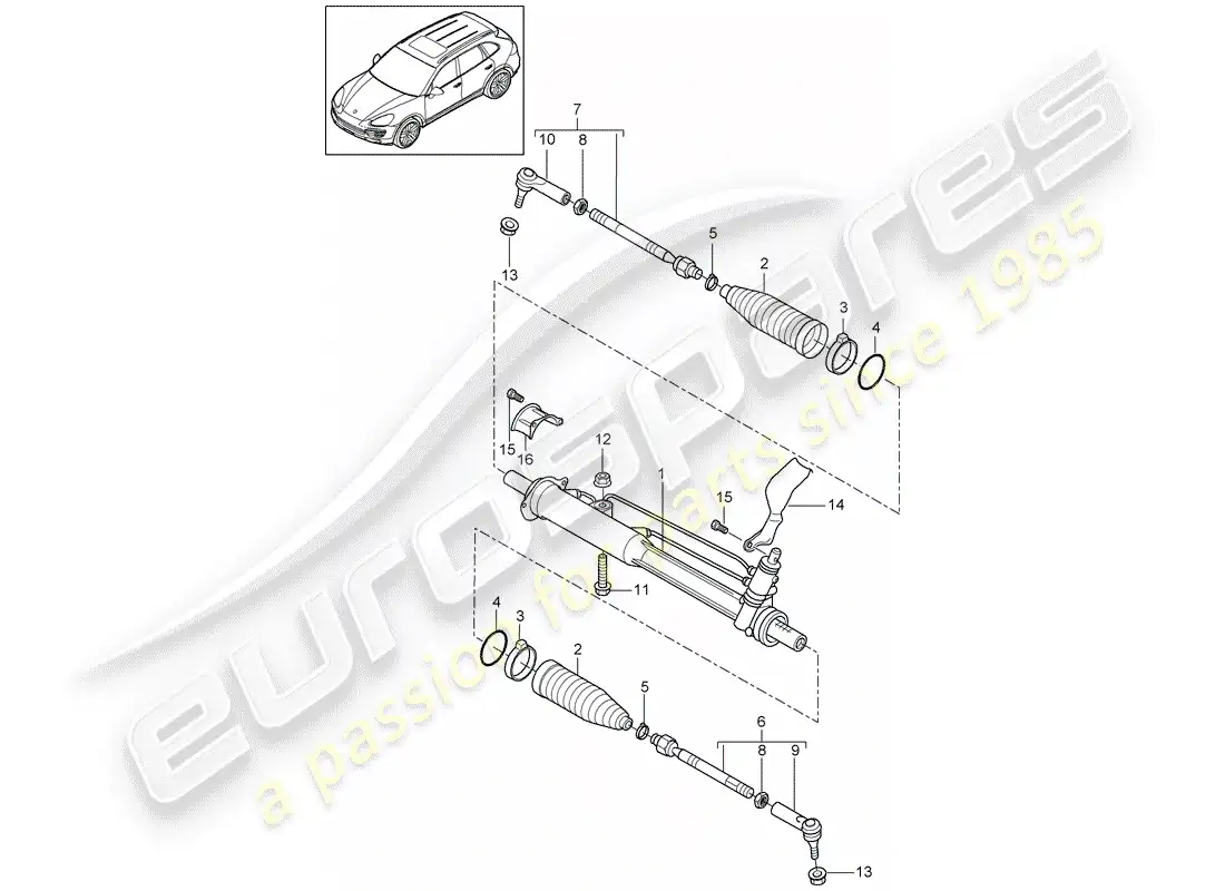 porsche 2013 (cayenne e2 92a) diagrama de piezas de la dirección asistida