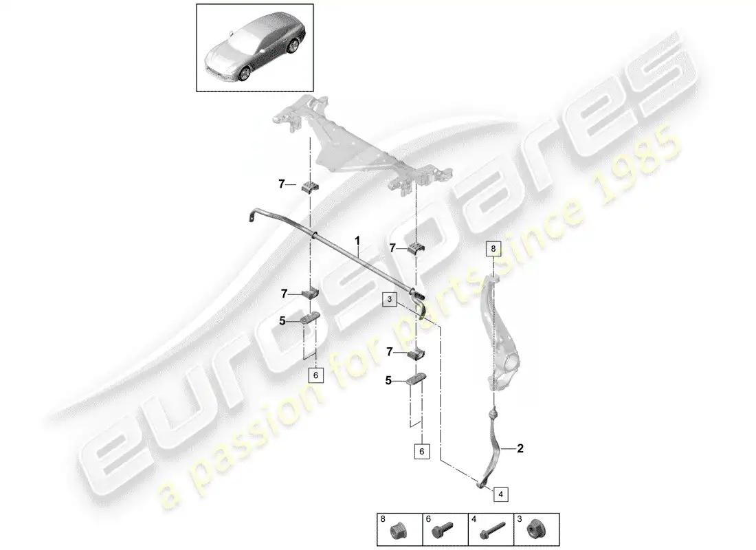 porsche 2017 (panamera 971-1) estabilizador diagrama de piezas