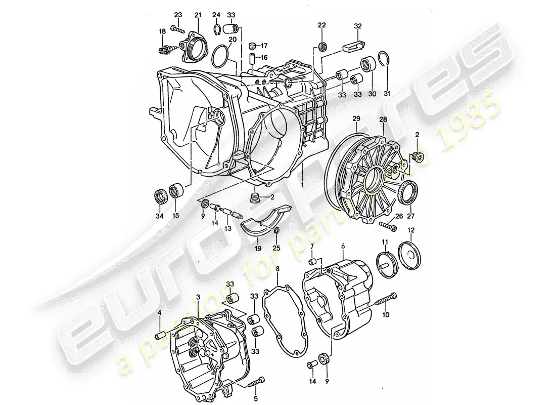 porsche 1992 (968) caja de cambios manual - transmisión de repuesto - caja de transmisión diagrama de piezas