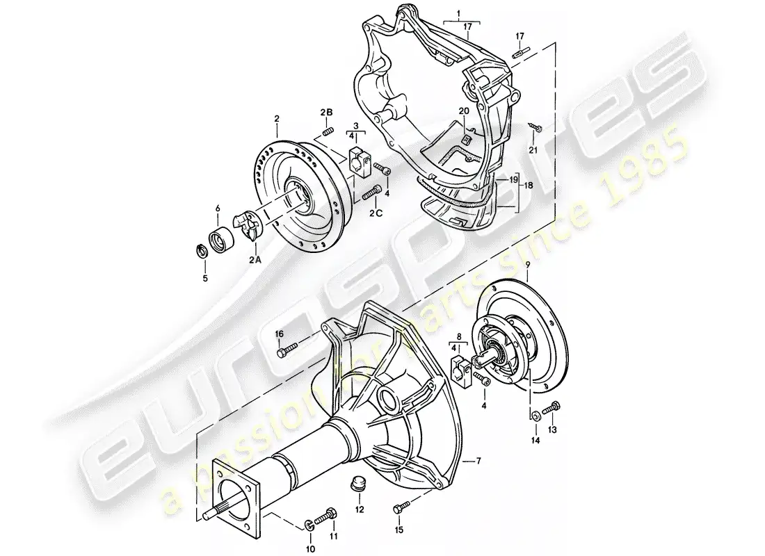 porsche 1977 (924) tubo central - transmisión automática diagrama de piezas