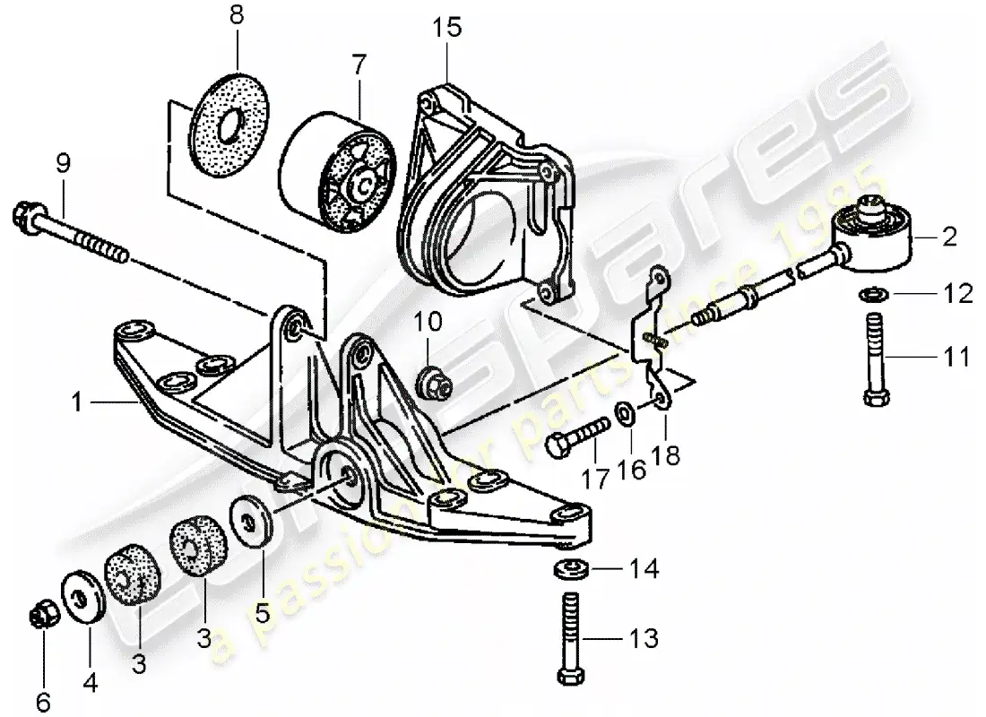 porsche 1996 (993) tiptronic - suspensión de la transmisión diagrama de piezas