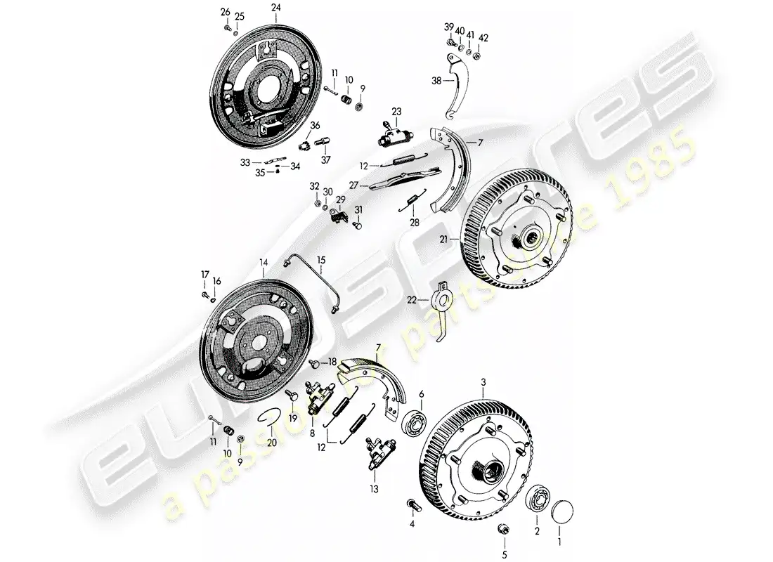 porsche 1958 (356/356a) freno diagrama de piezas