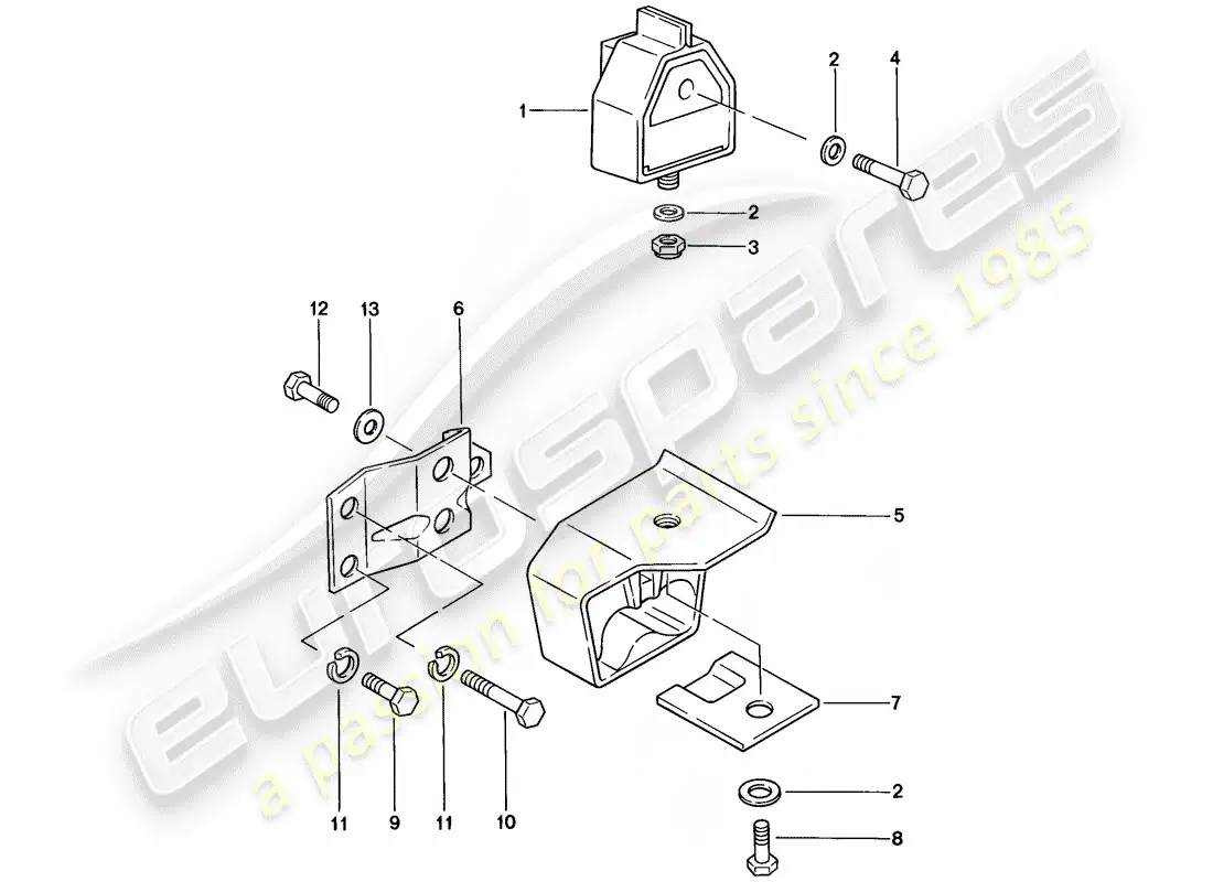 porsche 1977 (924) suspensión de la transmisión diagrama de piezas