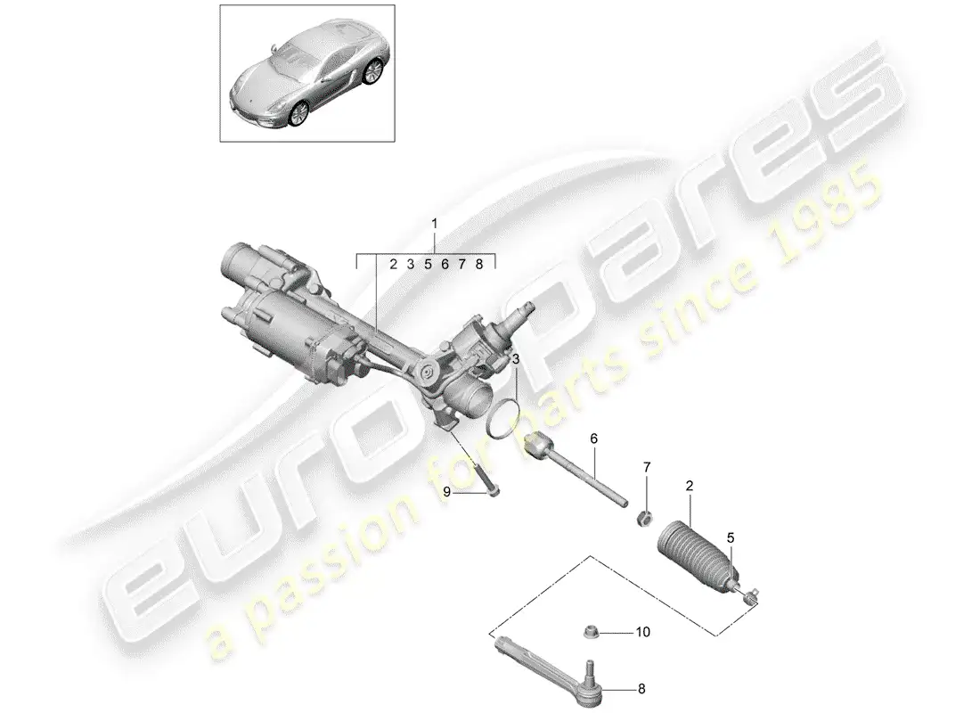 porsche 2015 (981 cayman) aparato de gobierno diagrama de piezas